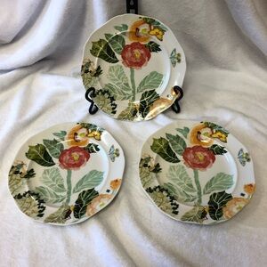 Anthropologie set of 3 Watercolor Petals salad plates Shelley Hesse New Orleans